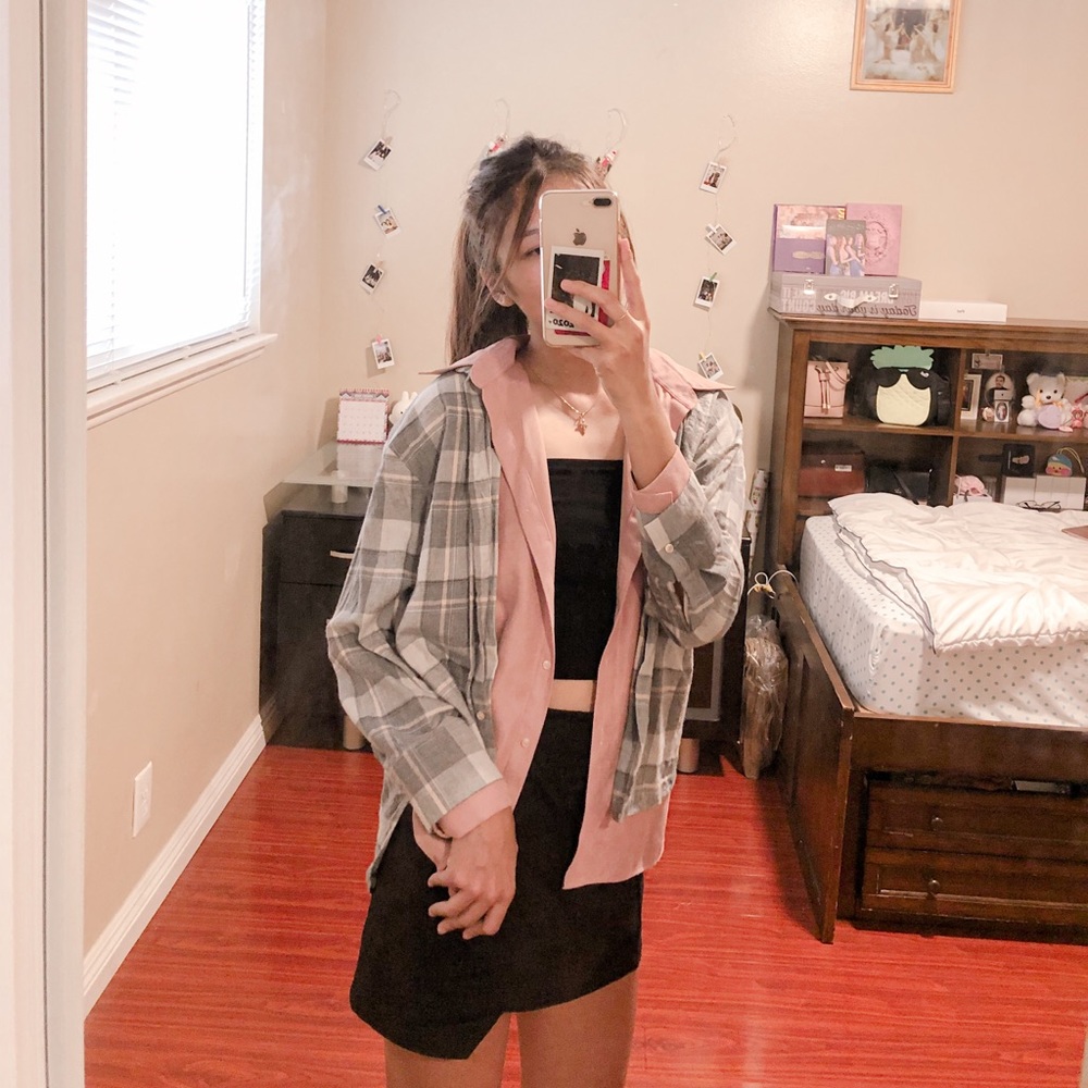💙Two-layered Plaid Top